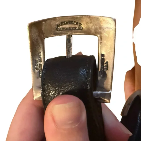 Alexander’s Belt 1995 925 Sterling Silver 1” Black/Brown Reversible Leather 46